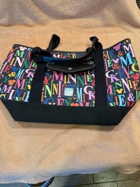 Dooney & Bourke Black Multicolor Minnie Letter Canvas Tote